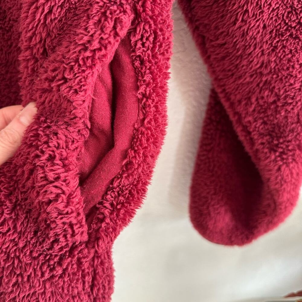 PINK Teddy Full-Zip sherpa maroon burgundy red Large - Picture 8 of 8